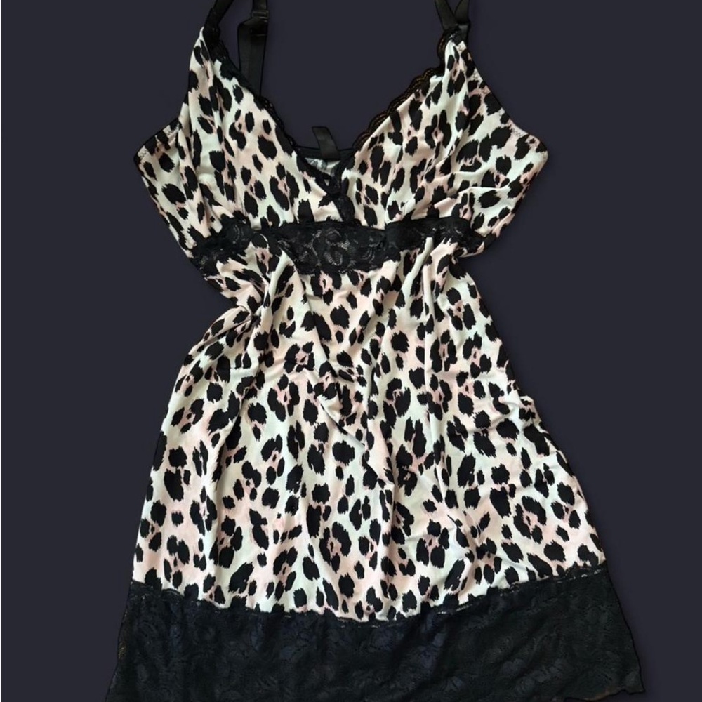Leopard Print Satin Slip Dress